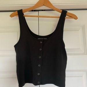 AE cropped snap front tank top charcoal gray